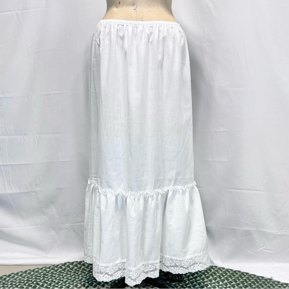 VINTAGE cotton ruffle lace petticoat dress skirt slip lingerie undergarment 60s - Picture 3 of 13